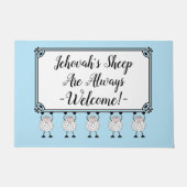 "Jehovah's Sheep Are Always Welcome" Doormat ドアマット (正面)