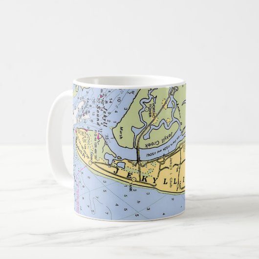 Jekyll Island Georgia Coast Map Mug コーヒーマグカップ (正面左)
