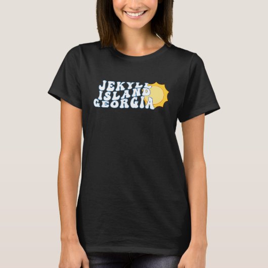 Jekyll Island Georgia GA Retro Wavy Family Vacatio Tシャツ (正面)