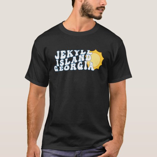 Jekyll Island Georgia GA Retro Wavy Family Vacatio Tシャツ (正面)