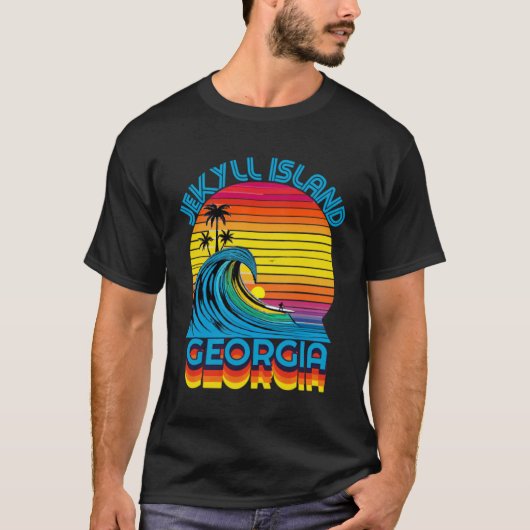 Jekyll Island Georgia Retro Throwback Surf & Beach Tシャツ (正面)