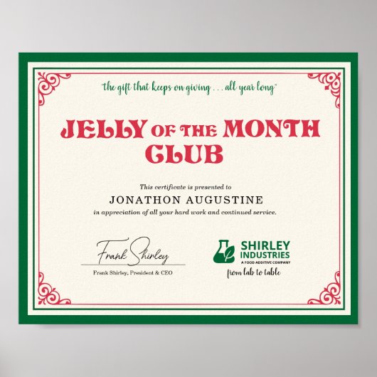 Jelly of the Month Certificate ポスター (正面)
