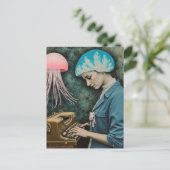Jellyfish and a Typewriter Surreal Woman ポストカード (スタンド正面)