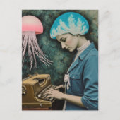 Jellyfish and a Typewriter Surreal Woman ポストカード (正面)