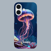 Jellyfish Art, White Script Name Case-Mate iPhoneケース
