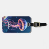 Jellyfish Art, White Script Name, Contact Info ラゲッジタグ (正面横)