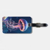 Jellyfish Art, White Script Name, Contact Info ラゲッジタグ (裏面横)