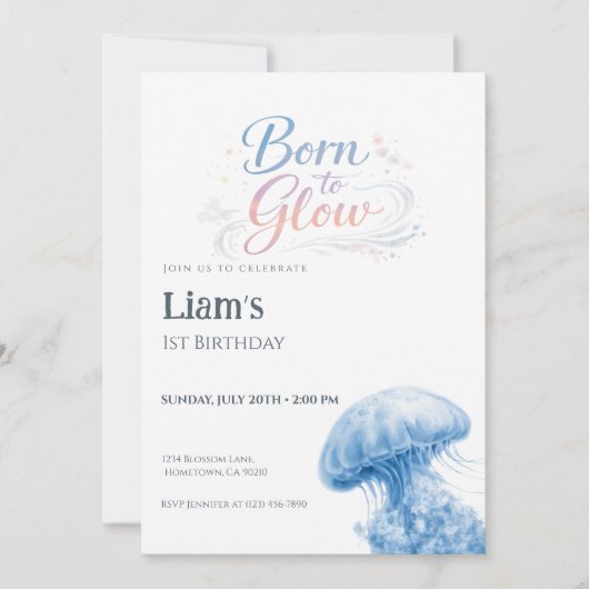 Jellyfish Birthday Invitation 招待状 (正面)