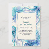 Jellyfish Blue Ocean Under The Sea Birthday Party 招待状 (正面)