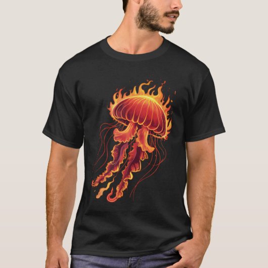 Jellyfish Cute Kawaii On Fire Tシャツ (正面)