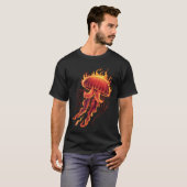 Jellyfish Cute Kawaii On Fire Tシャツ (正面フル)