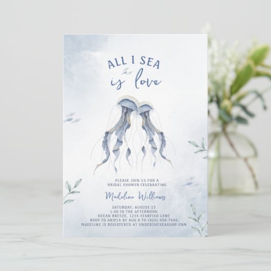 Jellyfish Elegant Ocean Bridal Shower 招待状 (スタンド正面)