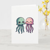 Jellyfish Friends Happy Card カード (黄色い花)