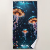 Jellyfish in the Sea ビーチタオル (正面)