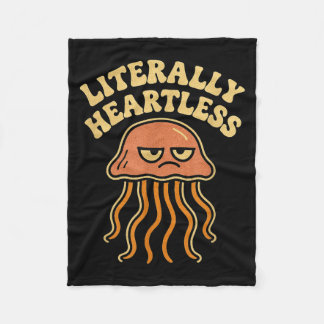 Jellyfish Literally Heartless Funny Cute Sea Pun  フリースブランケット