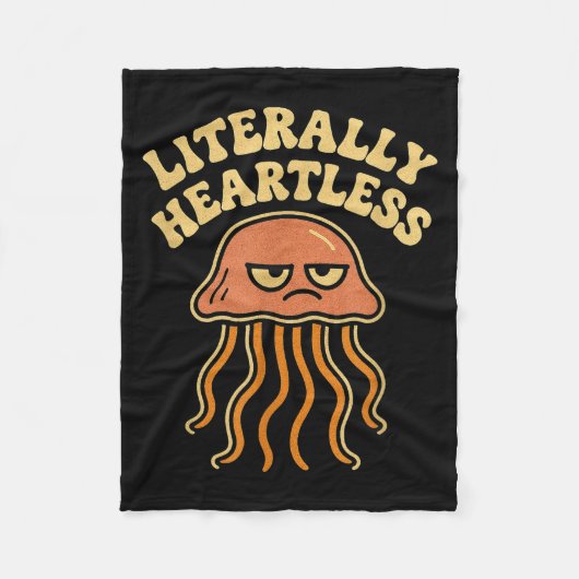 Jellyfish Literally Heartless Funny Cute Sea Pun フリースブランケット (正面)