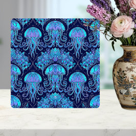 Jellyfish Mandala Pattern Blue Purple Graphic Tile タイル