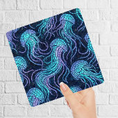 Jellyfish Mosaic Teal Purple Iridescent Design タイル