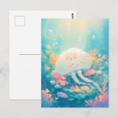 Jellyfish with Pink Flower in Tropical Coral Reef ポストカード (正面/裏面)