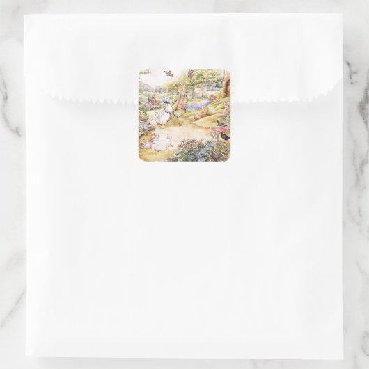 Jemima Puddle Duck氏と散歩キツネ スクエアシール (バッグ)