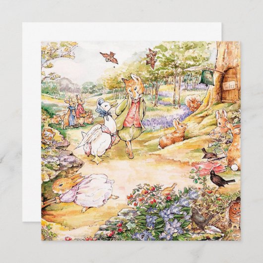 Jemima Puddle Duck氏と散歩キツネ 招待状 (正面/裏面)