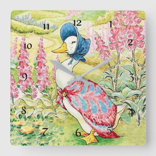 “Jemima Puddle Duck” by Beatrix Potter スクエア壁時計 (正面)