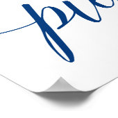 Jengaのサイン結婚ネイビーブルーの書道にサイン ポスター (角)