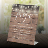 Jenga'結婚Guestbook String Lightsウッド素朴 台座サイン