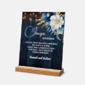 Jenga's結婚 Guestbook String Lightsフローラ アクリルサイン (傾斜)