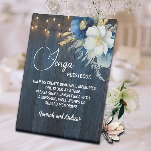 Jenga's結婚 Guestbook String Lightsフローラ 台座サイン