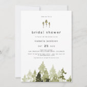 JENNAウォー素朴ターカラーパインツリーブライダルシャワー 招待状 (正面)