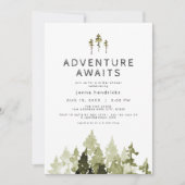 JENNAウォー素朴ターカラーパインツリーブライダルシャワー 招待状 (正面)