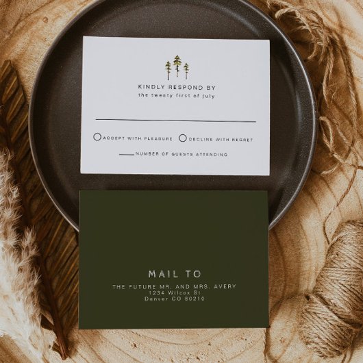 JENNA水素朴色パインツリーRSVPカード 招待状