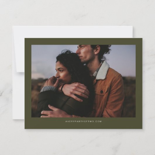 JENNA水色素朴松の木の日付を保存 招待状 (裏面)