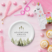 JENNA水色素朴松の木の赤ちゃんシャワー ペーパープレート (パーティー)