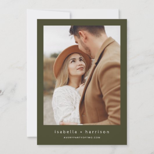 JENNA 素朴 Pine Tree Photo Save the Date 招待状 (裏面)