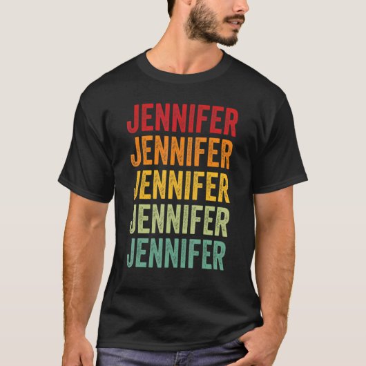 Jenniferレインボー反復の名前文字 Tシャツ (正面)