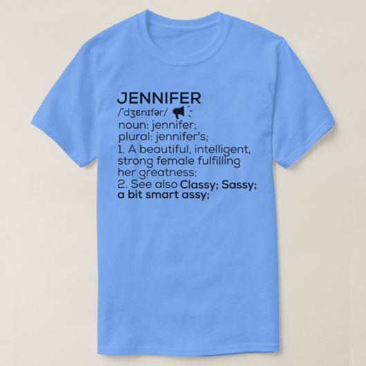 Jennifer名定義Jennifer女性名 Tシャツ (デザイン正面)