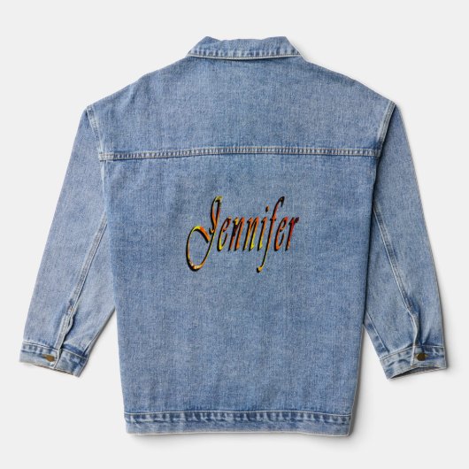 "Jennifer" フローラル Jennifer 名前デザイン, デニムジャケット (裏面)