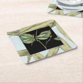 Jennifer Goldberger葉によるドラゴンフライの挿入を持つ スクエアペーパーコースター (アングル)