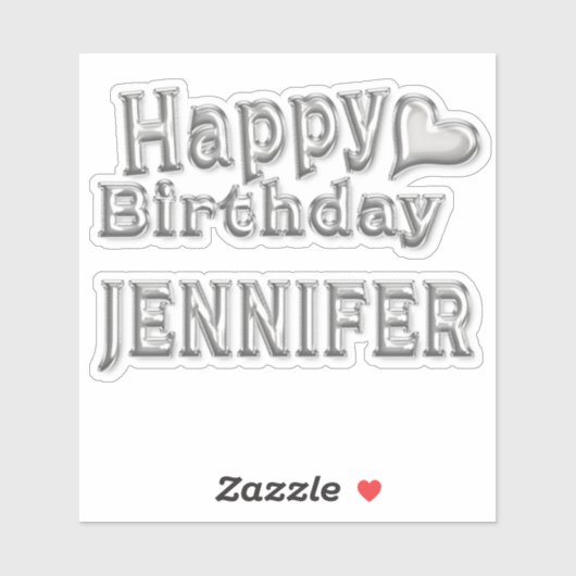Jennifer Happy Birthday silver Aufkleber Sticker シール (シート)