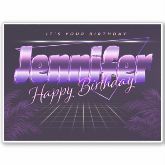 Jennifer Name Vorname retro Sticker Geburtstag シール (正面)