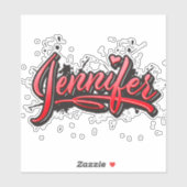 Jennifer red Heart Graffiti Aufkleber Sticker シール (シート)