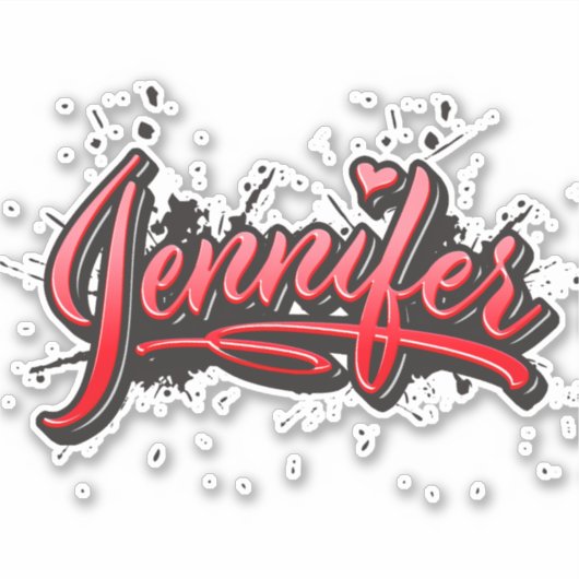 Jennifer red Heart Graffiti Aufkleber Sticker シール (正面)