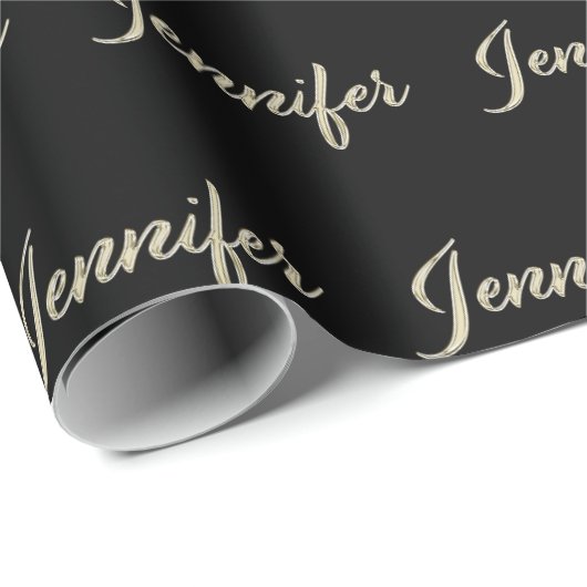 Jennifer white gold Handwriting Geschenkpapier ラッピングペーパー (ロールコーナー)