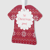 Jennyの最初のクリスマスフォトをパーソナライズ オーナメント (正面)