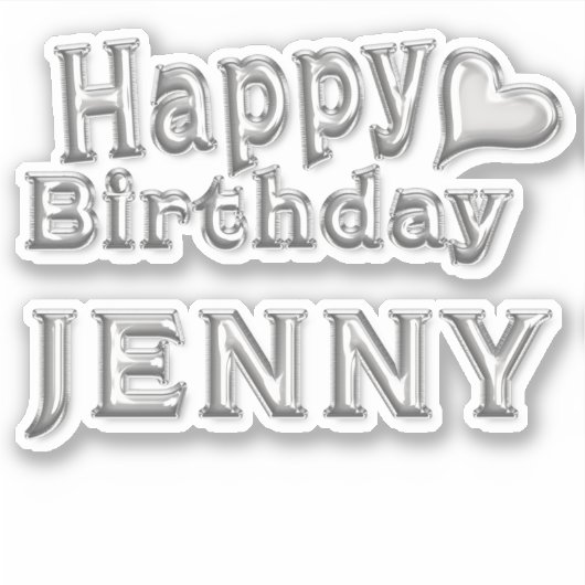 Jenny Happy Birthday silver Aufkleber Sticker シール (正面)