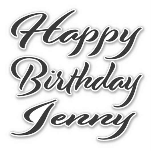 Jenny Name Vorname black Sticker Geburtstag シール (正面)