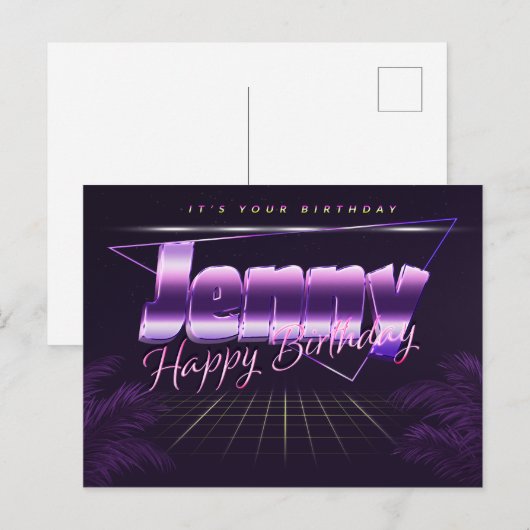 Jenny Name Vorname lila Postkarte Geburtstag ポストカード (正面/裏面)