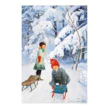 Jenny Nystrem Children sledding 1910 Winter XL